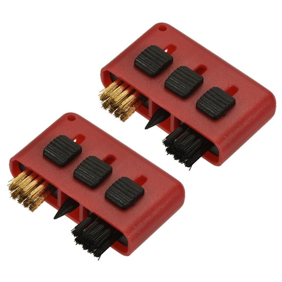 Uxcell 3 in 1 Portable Retractable Dust Groove Cleaner Golf Club Brush Red 2 Pack