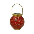 thumbnail image 1 of Tignapoo Iron Solar-Powered LED Garden Light with Peony Design, Warm Yellow Illumination, Waterproof for Outdoor Use, Red Finish, 1 of 6