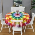 thumbnail image 2 of Colorful Rainbow Tie Dye Spiral Pattern Round Tablecloth 60"x60",Wrinkle Wipeable Table Cloth for Kitchen Dining Room Picnic Patio Party, 2 of 6