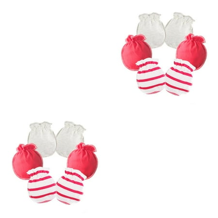 

2 Set 3 Pairs/Set Baby Infants Soft Cotton Gloves Elastic Rubber Band No Scratch Newborn Toddler Mittens