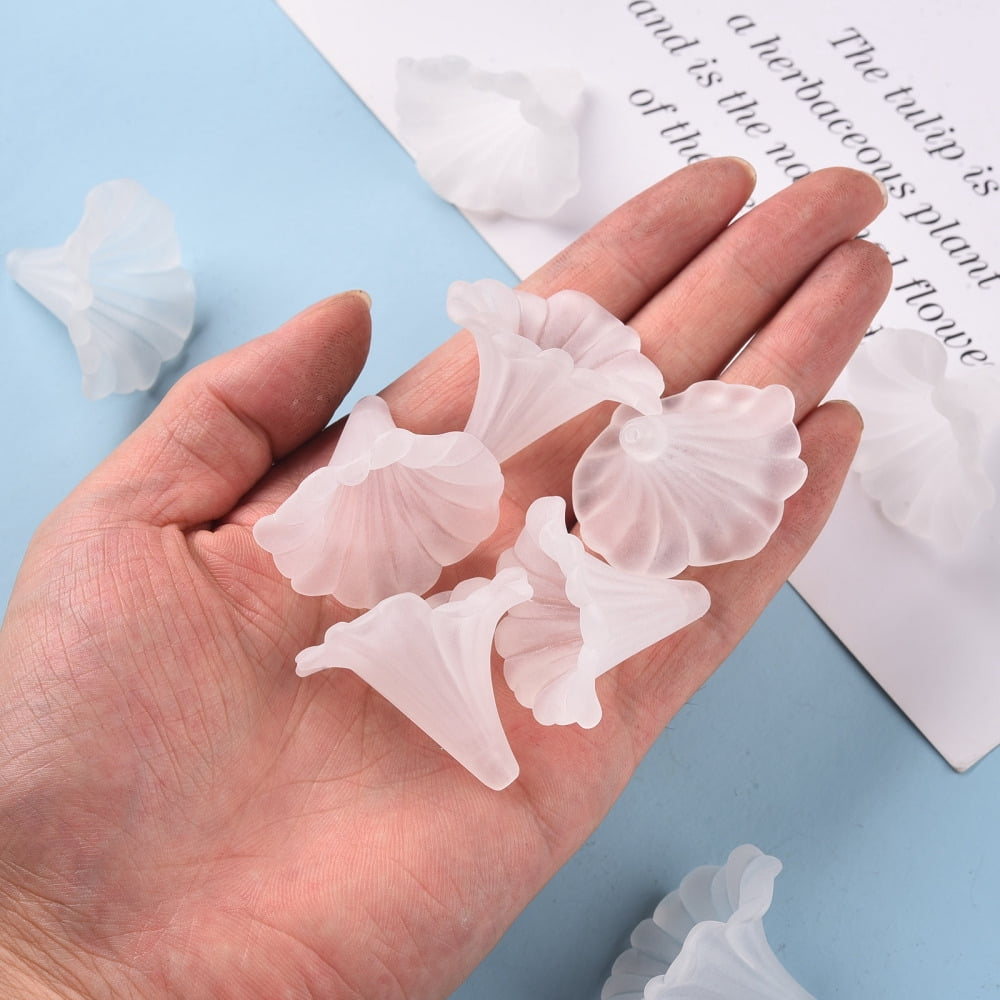 500gs Transparent Acrylic Beads Calla Lily Frosted Clear 40.5x33x35mm Hole: 1.8mm about 135pcs/500g