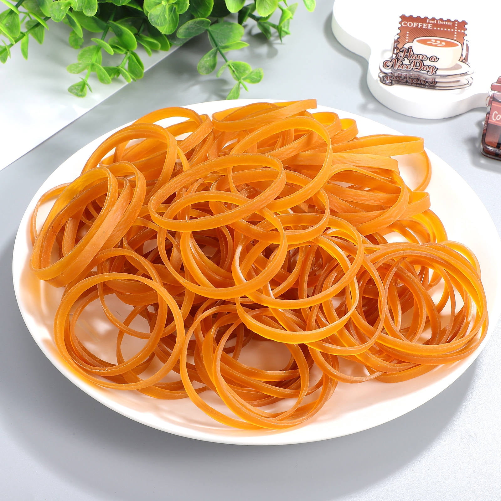WHAMVOX 350 Pcs Wide Rubber Band Thick Office Yellow