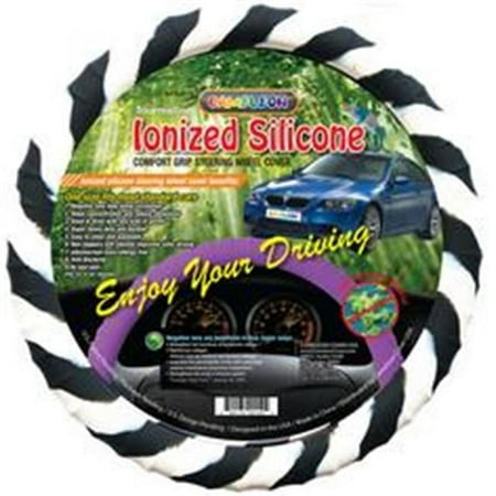 Cameleon Cover Zebra Black Ionized New Silicone Black Zebra Steering Wheel Cover