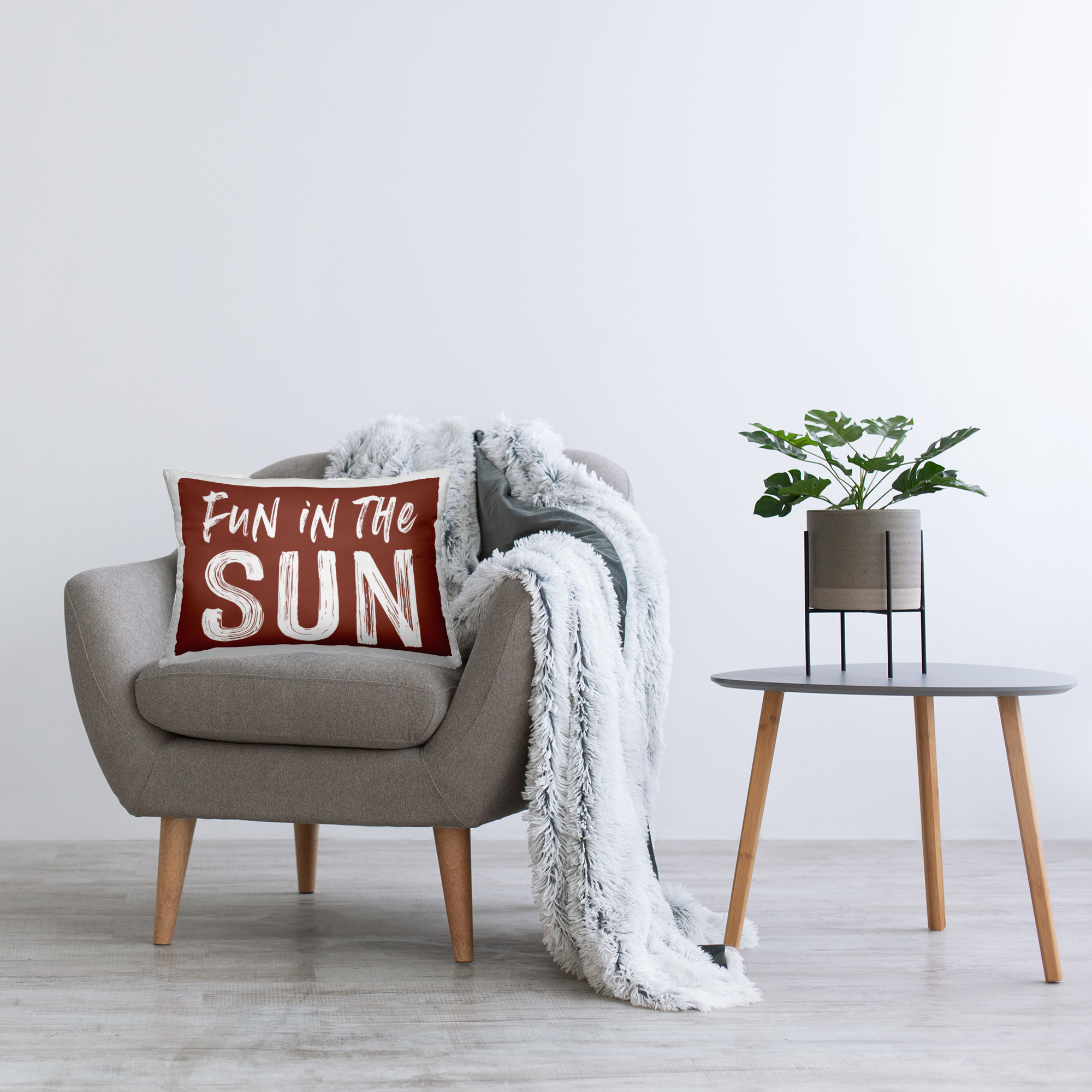 Stupell Industries Fun In Sun Brown Sentiment Decorative Printed Throw Pillow, design by Lettered and Lined