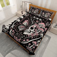 thumbnail image 2 of Vintage Sugar Skull and Butterfly Quilt Bedding Set - Gothic Floral Mushrooms Stars Halloween Quilt Set, 2 of 4