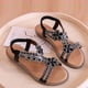 thumbnail image 5 of Sandalias planas bohemias para mujer Playa con diamantes, Sandalias de diamantes con correa de tacón bajo Wmkox8yii  shjk929, 5 of 9
