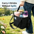 thumbnail image 4 of 4 Water Bottle Holder with Strap,Family Size 4 Compartment Drink Bag,Multiple Tumbler Carrier Caddy,Adjustable Fits Large & Small Drinks,Hands Free,Won't Tip Over in Car(Black), 4 of 7