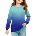 thumbnail image 2 of Drmagiyhm Girls Long Sleeve Tops Size 10-12 Basic Shirt Solid Color Tshirts Casual Crewneck Stylish Little Girl Comfy Fall Tops, Tees & Blouses Blue 4-5 Years, 2 of 4