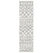 SAFAVIEH Venus Susan Abstract Geometric Shag Runner Rug, Ivory/Grey, 2'2" x 8'