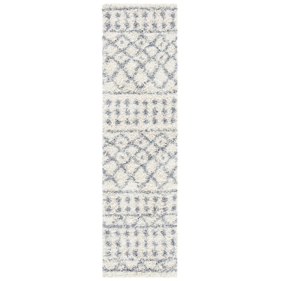 SAFAVIEH Venus Susan Abstract Geometric Shag Runner Rug, Ivory/Grey, 2'2" x 8'