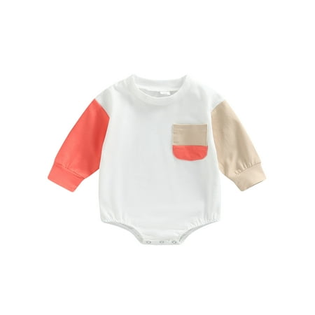 

Bagilaanoe Nweborn Baby Girls Boys Romper Tops 6M 12M 18M 24M Long Sleeve Patchwork T Shirt Casual Bodysuit