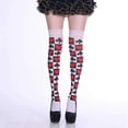 thumbnail image 2 of Halloween Women Thigh High Stockings Funny Poker Card Suit Plum Flower Heart Print Over Knee Long Socks Cosplay Costume,B, 2 of 3