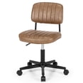 thumbnail image 1 of Patiojoy Leisure Office Chair Mid-back Swivel Task Chair PU Leather Adjustable Armless Chair Retro Design Brown, 1 of 9