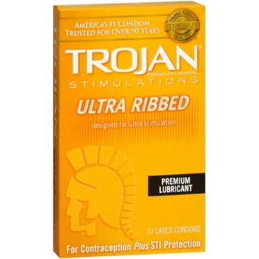 4 Pack - TROJAN Simulations Lubricated Latex Condoms 12 Each