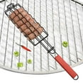 thumbnail image 1 of Cesta para asar perros calientes, cesta para parrilla de barbacoa con mango de madera, parrilla para Picnic, soporte con Clip de malla para asar carne shamjiam cestas para asar brochetas, 1 of 8