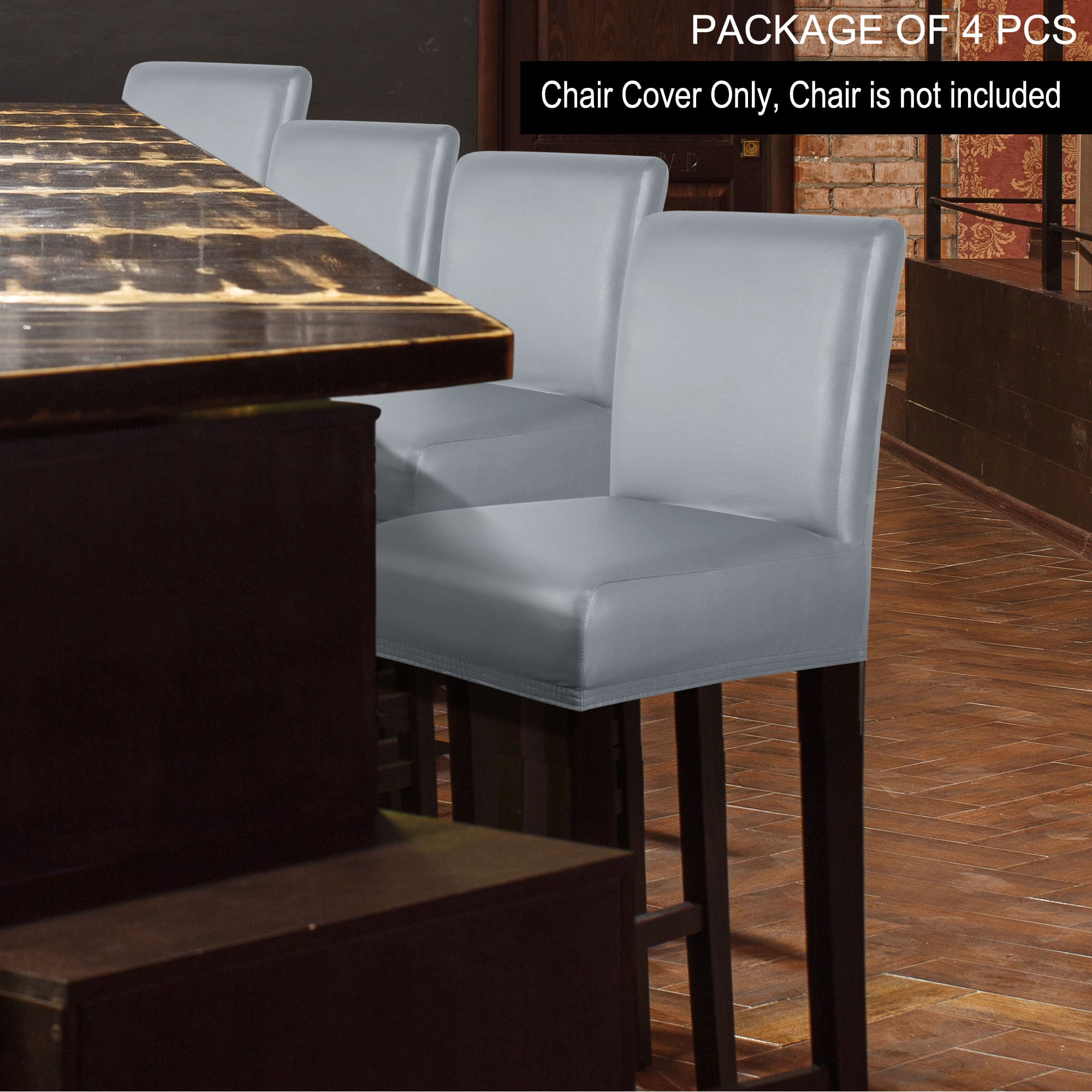 Unique Bargains Waterproof Bar Stool Covers for Short Back Chair Slipcovers Grey 4 Pcs