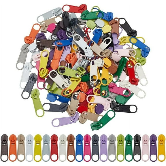 120 Pcs Long Pull Zipper Heads 20 Colors 3# Zipper Pull Slider Heads Zipper Repair Pull Heads Alloy Replacement Zipper Sliders for Suitcase Backpack Jacket Bags Coat Garment Accessories colorful