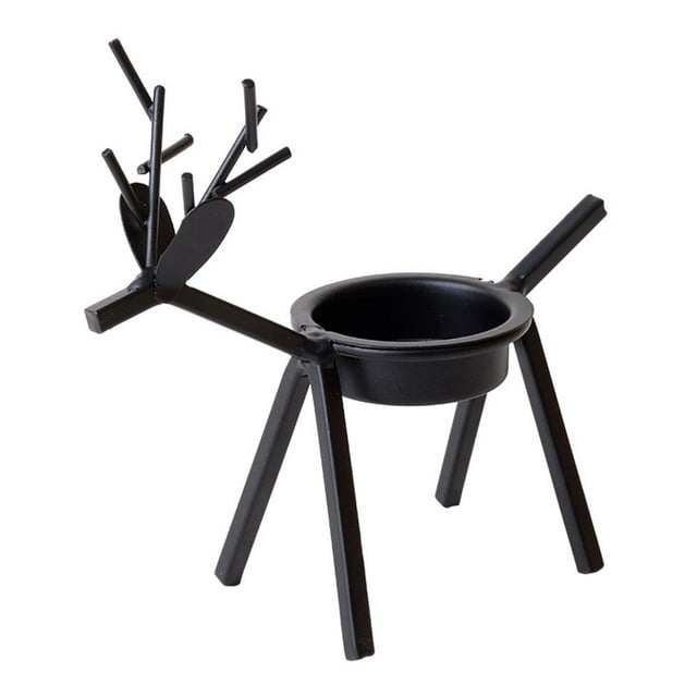 Reindeer Tea Light Candle Holders Black Metal Tea Light Stands for Christmas Home Kitchen Table Decorations