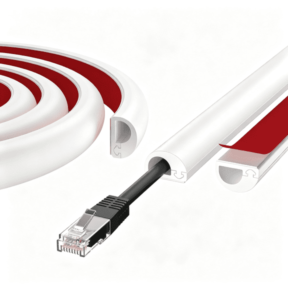 GJX 39" Cord Hider Wall, Self Adhesive Silicone Cord Covers for Wires on Wall, Cord Hider for Wall Mount Tv, Flexible Cable Cover Raceway Kit for 1 Wire, White (0.59" W X 0.39" H)