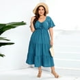 thumbnail image 3 of IDOPIP Women's Plus Size Summer Dress Sweetheart Neckline Short Sleeve Ruffle Hemline A Line Tiered Dress, 3 of 7
