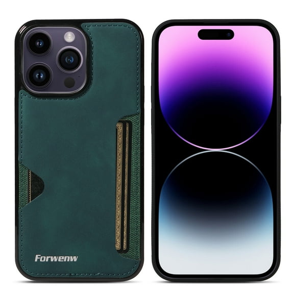 TECH CIRCLE For iPhone 13 Pro Case,Ultra Slim Luxury Premium PU Leather Card Slots Shockproof Full Protective Women Men Cover for Apple iPhone 13 Pro 6.1" 2021,Green