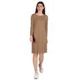 thumbnail image 4 of Inkmeso Knee Length Plain Dress Long Sleeve Boat Neck Tshirt Dress For Women, 4 of 7