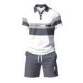 thumbnail image 4 of Men's 2-Piece Short Sleeve Polo Shirt and Shorts Set Letter Graphic Casual Summer Outfit for Daily Wear, 4 of 5