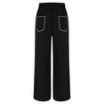 thumbnail image 5 of felwors Barrel Sweatpants Women High Waisted Wide Leg Lounge Pants Casual Fall Drawstring Contrast Patchwork with Pockets Black, M, 5 of 5