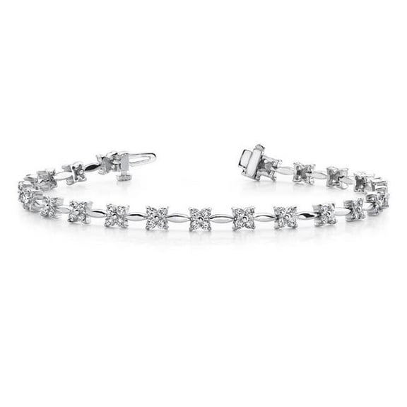 Sparkling Prong Set Round 4.40 CT Tennis Bracelet, 14K White Gold