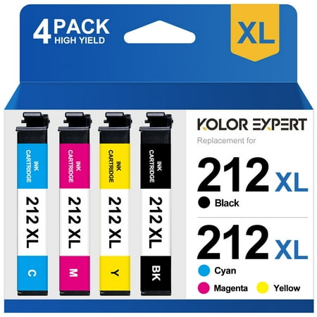 212xl Ink Cartridge for Epson 212 Ink for Epson Workforce WF-2850 WF-2830 Expression Home XP-4100 XP-4105 Printer ( Black Cyan Magenta Yellow, 4-Pack)