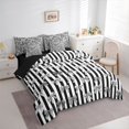 thumbnail image 3 of Feelyou Cartoon Bowknot Bedding Comforter Set 7pcs, Black Stripes Lines King Bedding Sets, 3 of 8