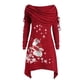 thumbnail image 1 of Vestido estampado con cordón y cuello plisado de manga larga informal de Navidad para mujer a la moda Fridja  nbo917, 1 of 2