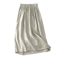 thumbnail image 3 of Maxi Skirts for Women, High Waist Linen A-Line Skirt, Button Front Wrap Style Flowy Midi Skirt White L, 3 of 3