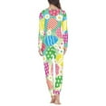 thumbnail image 3 of SCRAWLGOD Colorful Egg Pajama Sets Women 2 Piece Lounge Set Women Pjs Sets Long Sleeve Women Sleepwear Soft Crewneck Jogger Pjs for Women Size XL with Pockets, 3 of 6