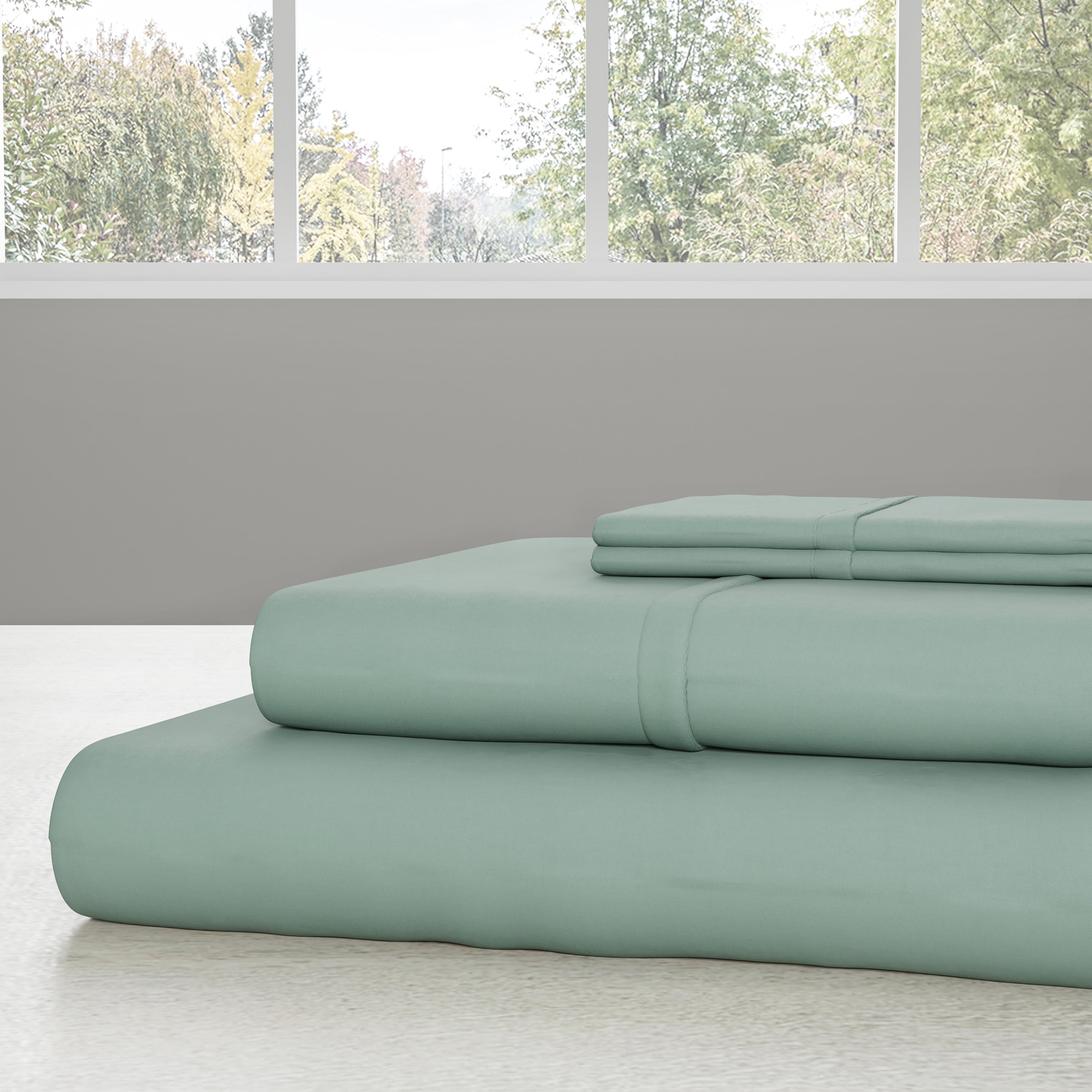 Lavish Home 4-Piece Microfiber Queen Sheet Set, Sage Green