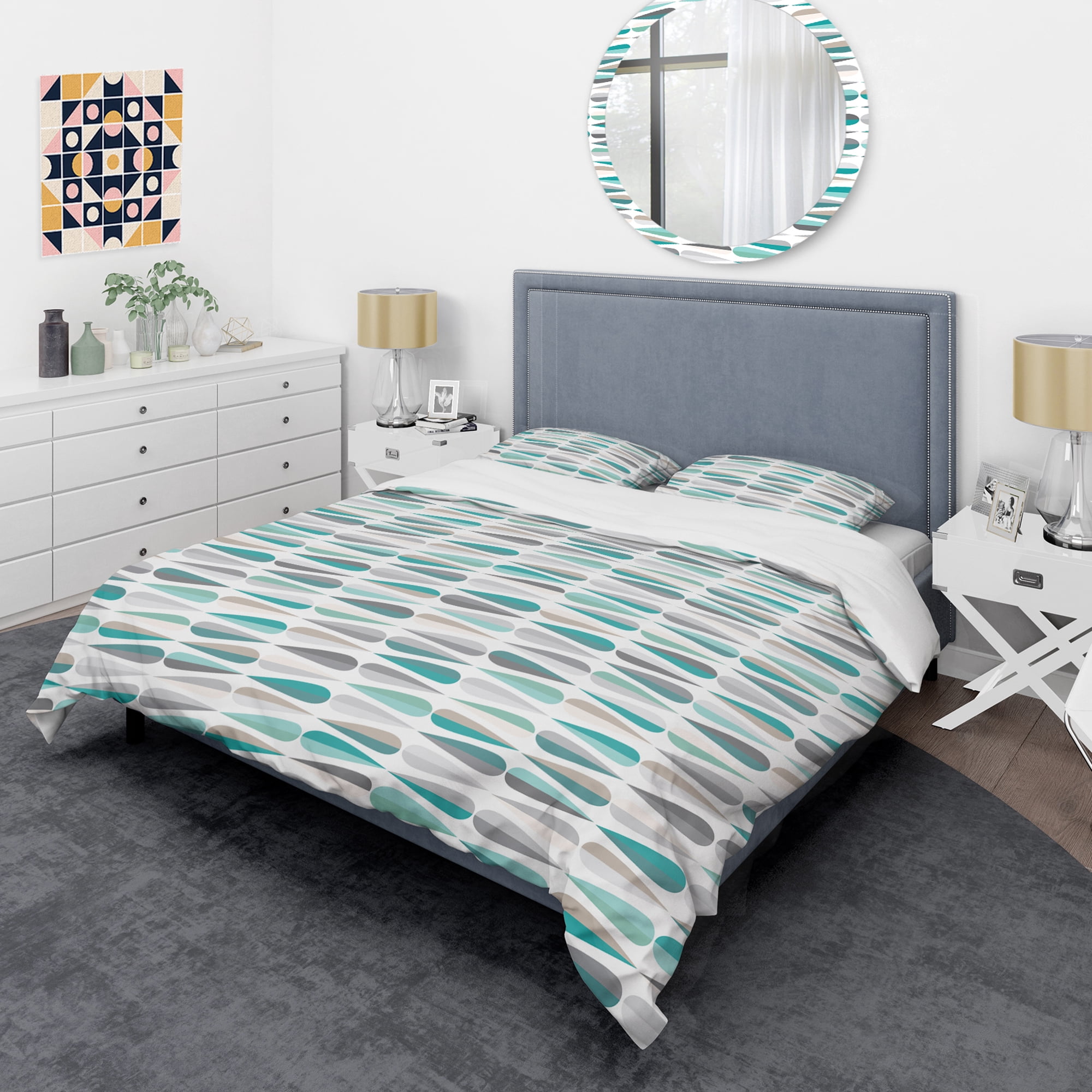 Designart 'Retro Abstract Drops III' Mid-Century Modern Duvet Cover Set