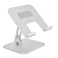 thumbnail image 3 of Soporte ajustable para tableta de aleación de aluminio, portátil, plegable, para escritorio, para teléfono móvil, color plateado, 3 of 10