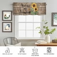 thumbnail image 4 of Rod Pocket Window Valances Sunflower Green Leaf Butterfly Short Kitchen Curtains Vintage Brown Wood Board Window Treatment Drapes for Bedroom Bathroom Living Room 56x16In,1 Panel, 4 of 9