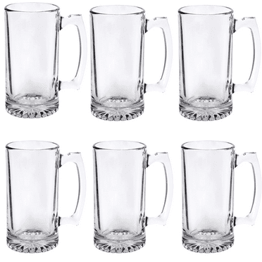 26oz XL Glass Beer Mugs Heavy Duty/Restaurant Quality Glass Mugs with Handles (SET OF 6)