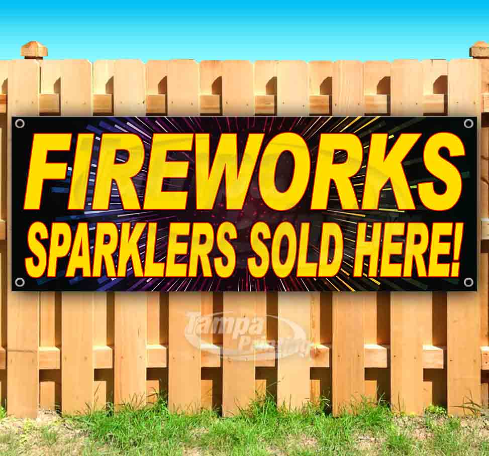 Flag, Many Sizes Available Advertising New Store Fireworks Extra Large 13 oz Heavy Duty Vinyl Banner Sign with Metal Grommets 