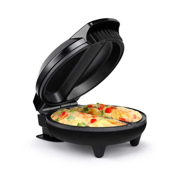 Holstein Housewares 2-Egg Non-Stick Omelet & Frittata Maker, Black/Stainless - Quick Breakfast Cooker for Eggs, Frittatas, and More – Makes 2 Individual Portions