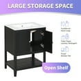 thumbnail image 5 of 24" Black Modern Sleek Bathroom Vanity Elegant Ceramic Sink with Solid Wood Frame Open Style Shelf, 5 of 9
