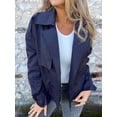 thumbnail image 5 of Female Trench Coat Casual Double Breasted Jacket Fall Fashion Outerwear Dark Blue XL, 5 of 6