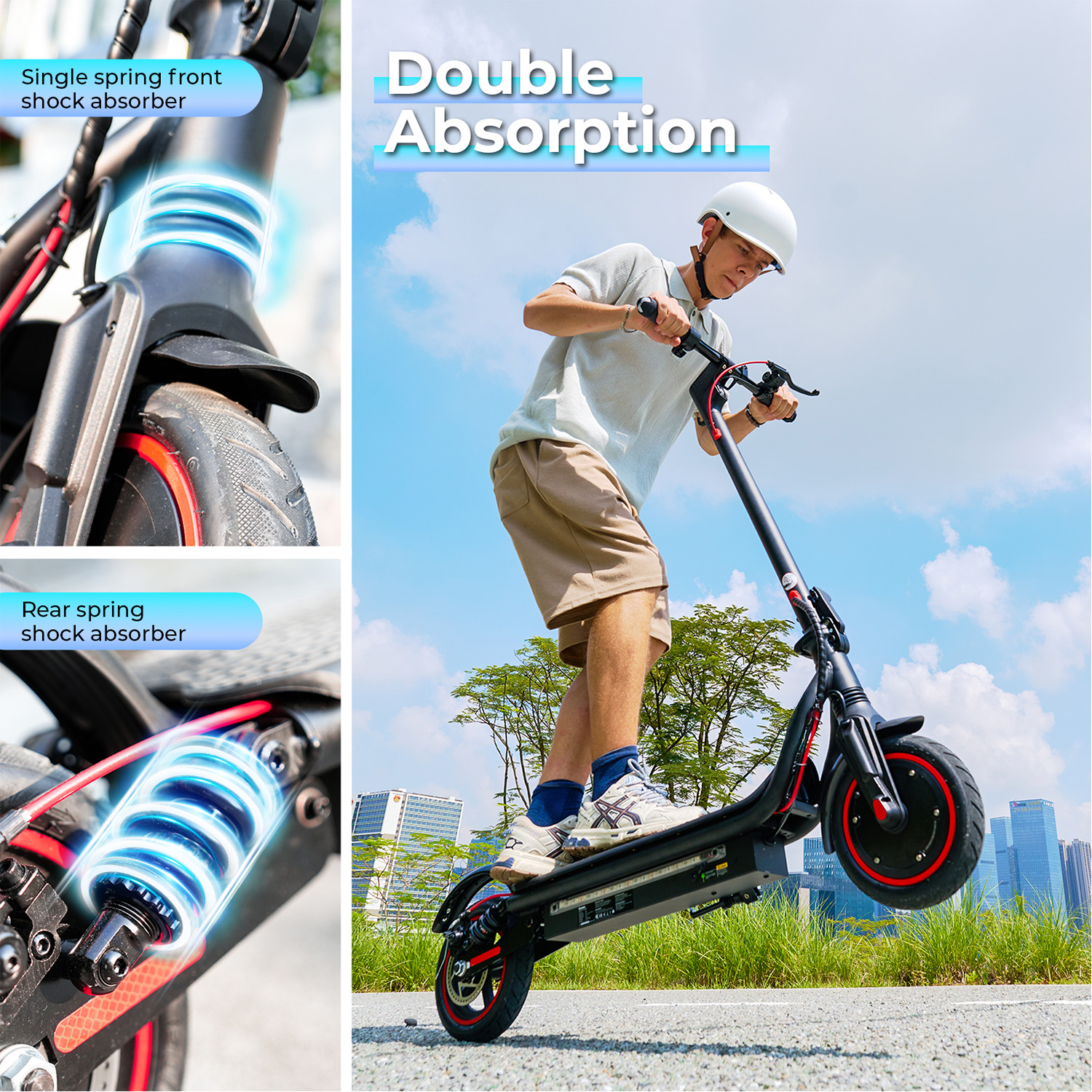 LiteFive LF7 500W Electric Scooter for Adult, Up to 22 Mph & 23 Miles Range Commuting E Scooter with Turn Signal, Dual Spring Damping, APP Control
