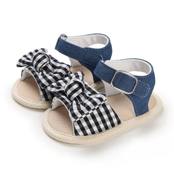 Hihipz Baby Girl'S Sandals Summer Open Toe Breathable Polka Dot Bow Lightweight Comfortable Flat Sandals US Size:4