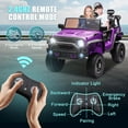 thumbnail image 6 of UniFun 24V 2 Seater Ride on Car for Kids, Electric Truck w/Remote Control, 20.28" Wide Seat, 2x200W Motor, Four-wheel Suspension, Bluetooth, MP3, 2 Seat Belts, Lights, Toys for Boys and Girls -Purple, 6 of 8