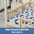 thumbnail image 4 of Full Size Floor Bed with Fence, Wood House Bed with Roof, Montessori Bed Frame Playhouse Bed for Girls and Boys Bedroom, Easy Assembly, Natural, 4 of 7