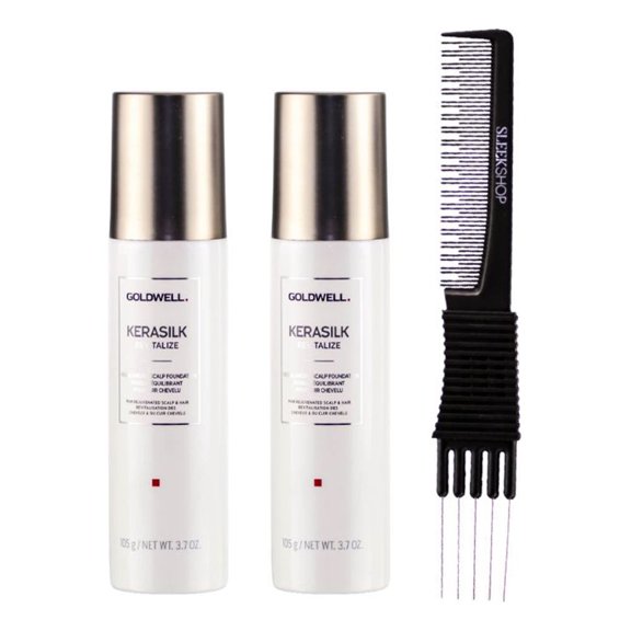 Goldwell Kerasilk Revitalize Rebalancing Scalp Foundation (3.7 oz) with SLEEKSHOP Teasing Comb Pack of 2