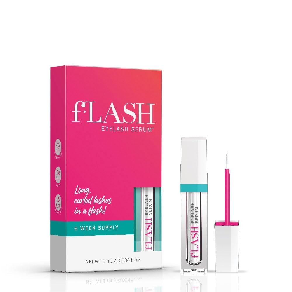 fLASH Eyelash Serum Mini for Long-Looking Natural Lashes - Enhances & Strengthens, Safe & Effective Formula for Contact Wearers & Sensitive Eyes, Travel Size, 6 Week Starter Supply - (0.034 Fl Oz)