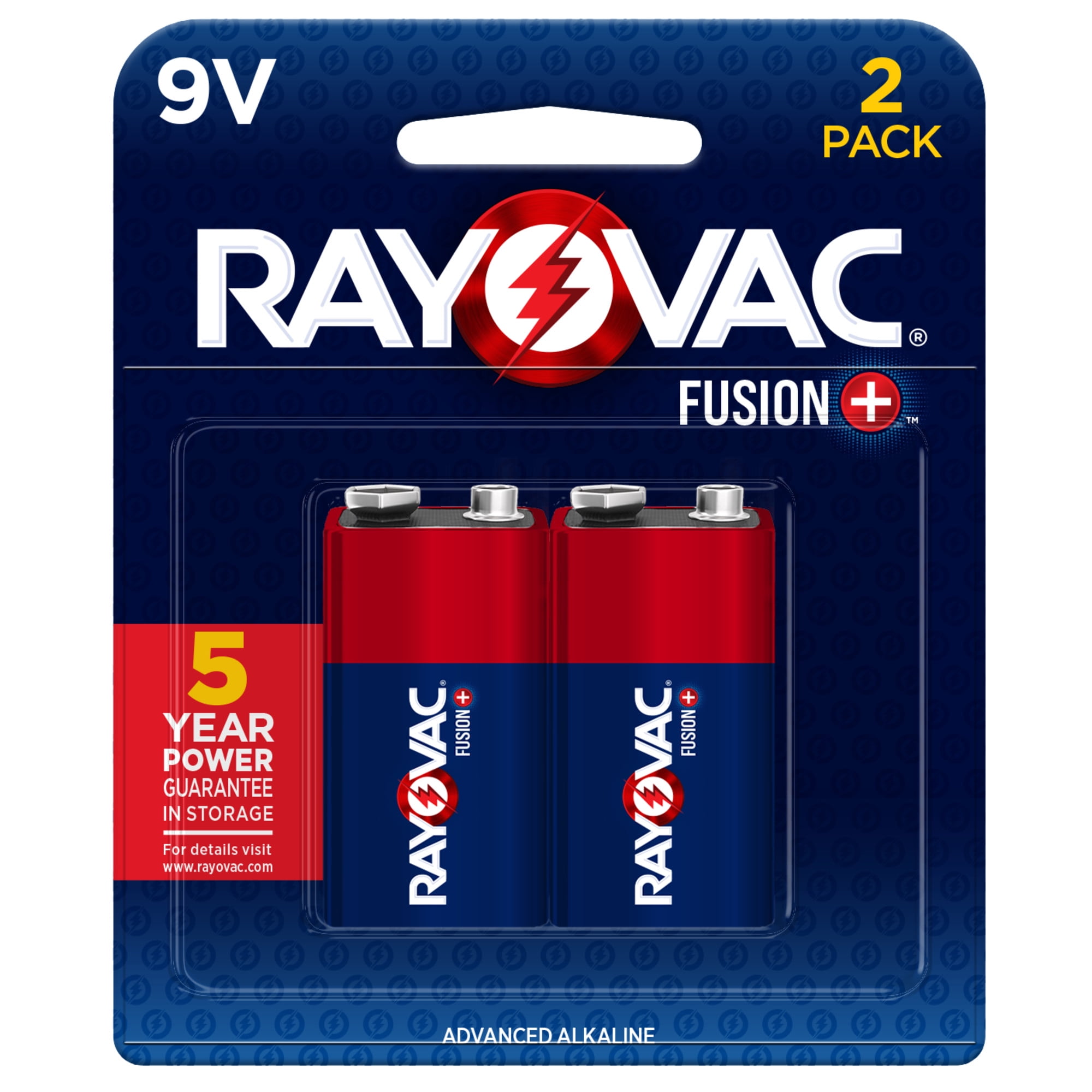 Rayovac Fusion 9V Batteries (2 Pack), Alkaline 9 Volt Batteries